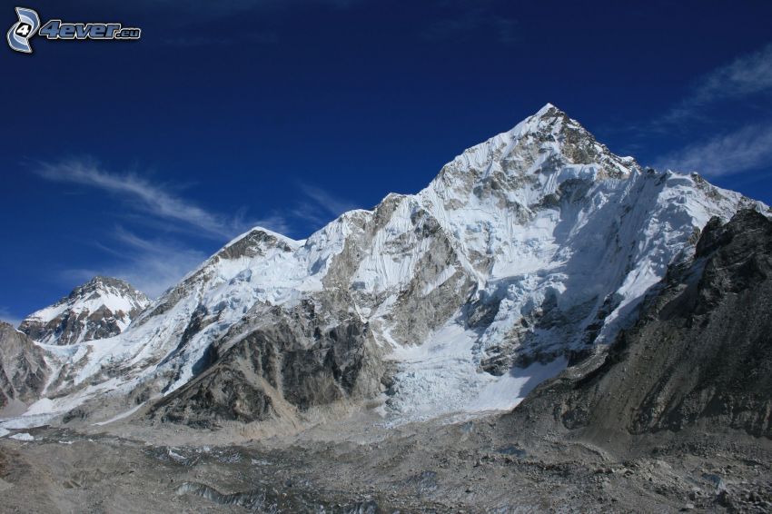 Mount Nuptse, snöigt berg, Nepal