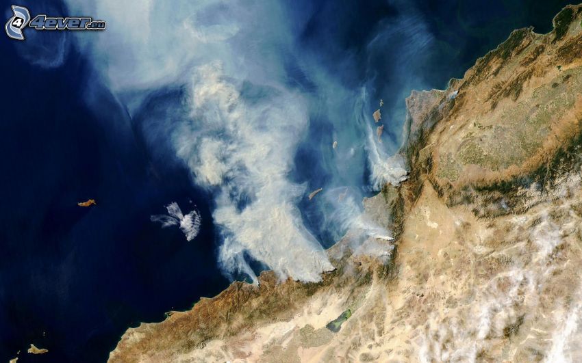 bränder, kust, satellitbild