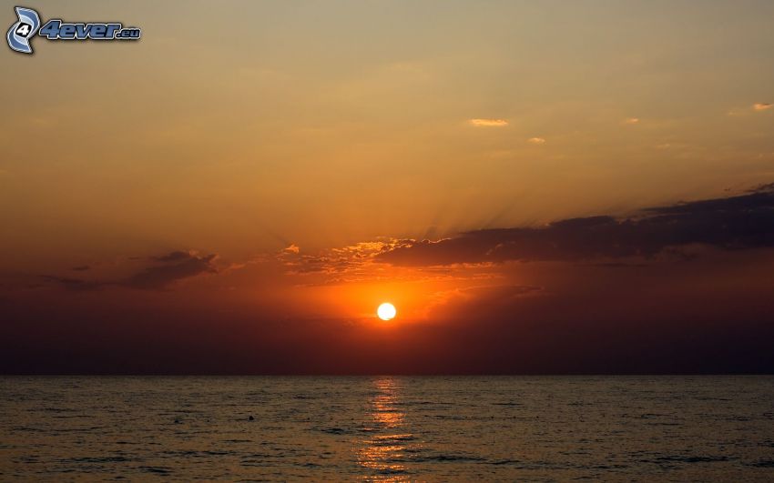 solnedgång över hav