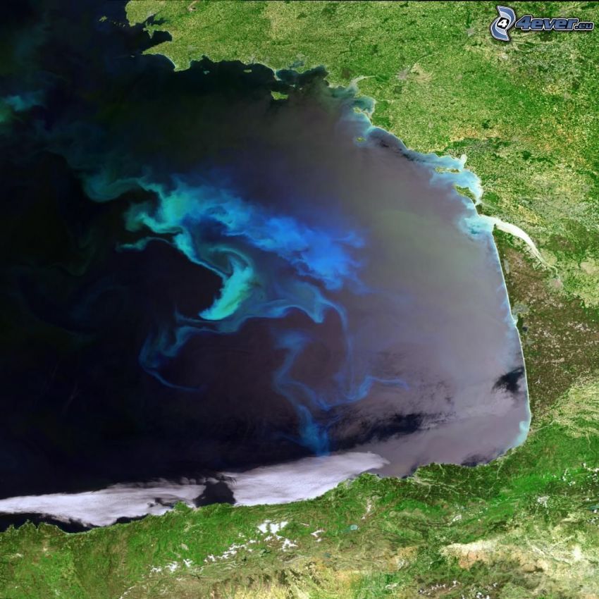 satellitbild, Atlanten, Frankrike, Spanien