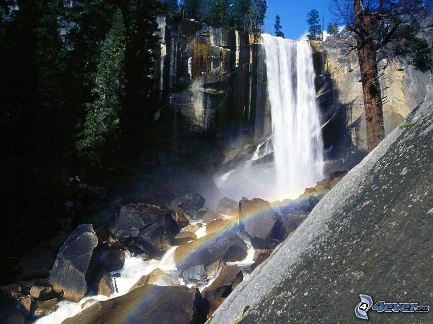 vattenfall, regnbåge, Yosemite National Park