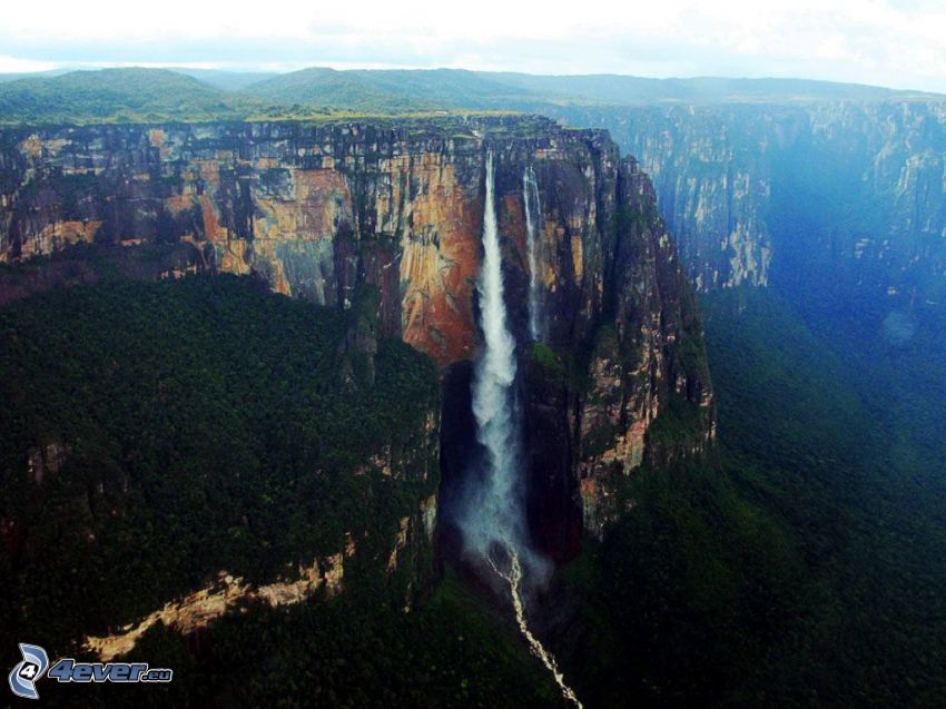 Vattenfallet Angel Falls, rev, skog, Venezuela