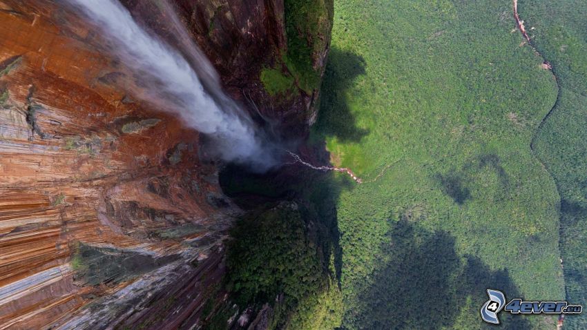 Vattenfallet Angel Falls, skog, Venezuela