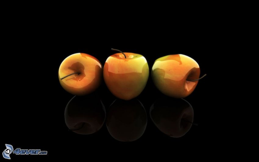 äpplen, svart bakgrund