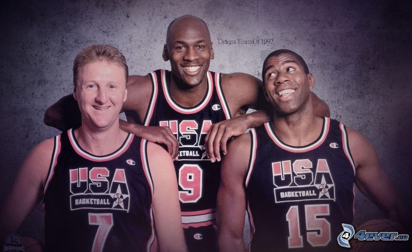 basketspelare, Larry Bird, Michael Jordan, Magic Johnson