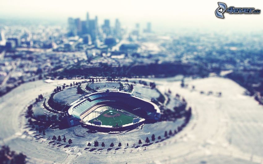 Dodgers Stadium, baseboll stadion, Los Angeles, diorama
