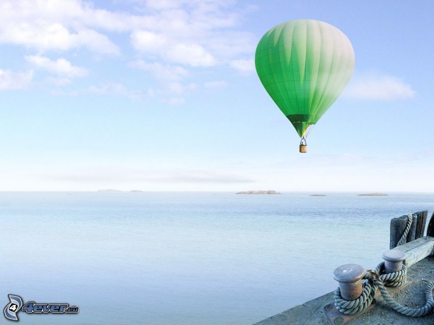 luftballong, hav, hamn