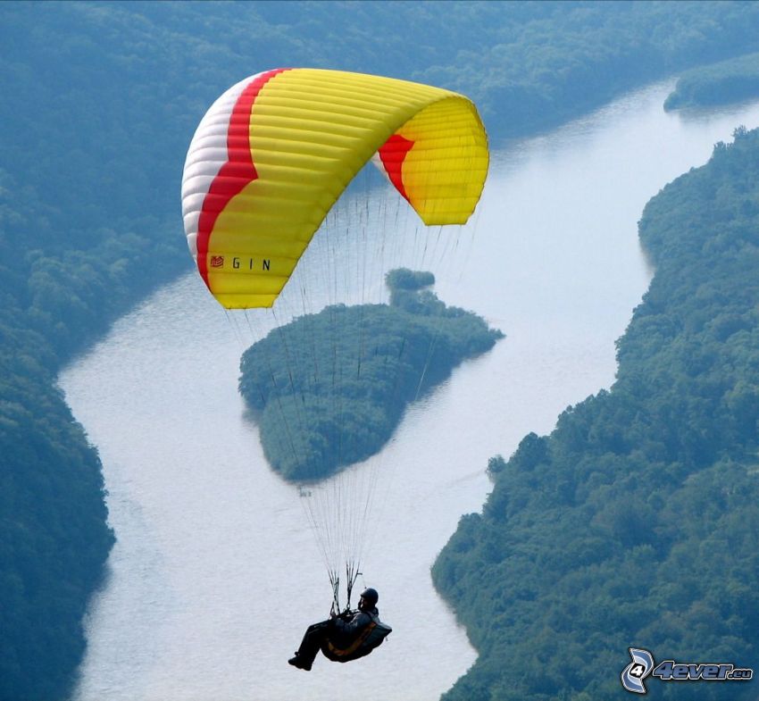 paragliding, flod