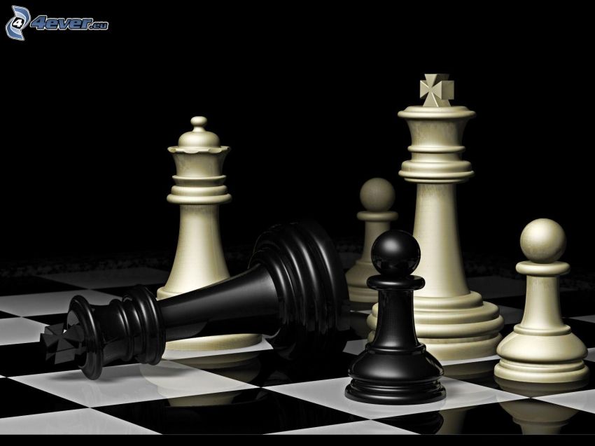 schack, schackpjäser, svart och vitt