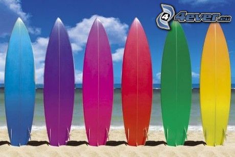 surfbrädor, surfing, strand, hav