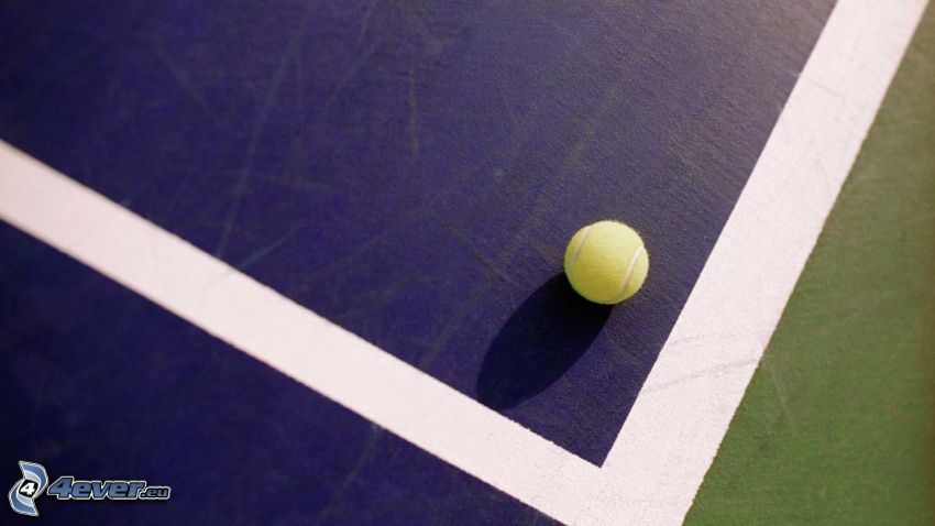 tennisboll, tennisplan, vita linjer