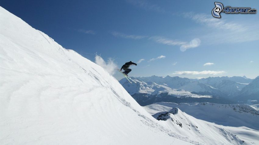 extrem skidåkning, skialpinism, snöklädda berg
