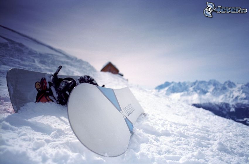 snowboard, snö, snöklädda berg