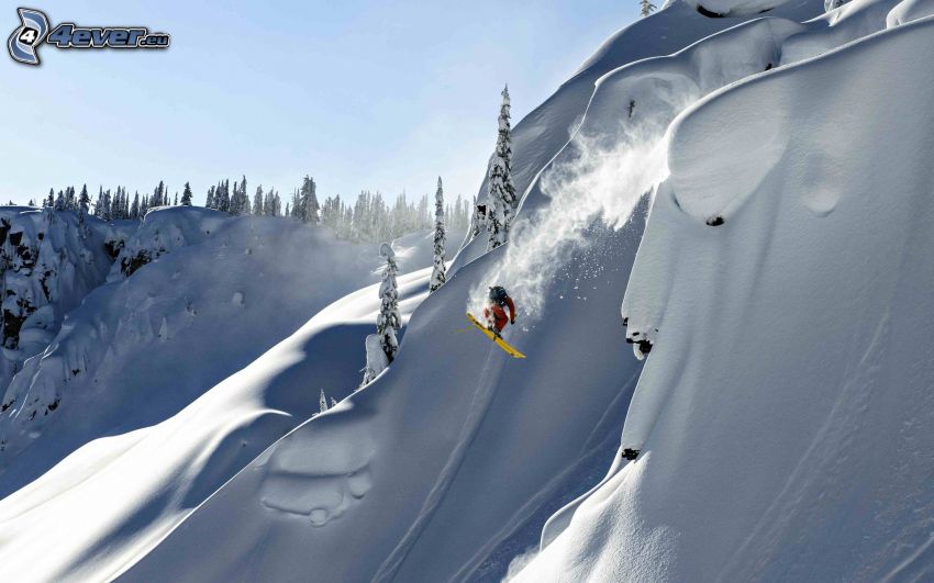 snowboarding, hopp, snöigt landskap