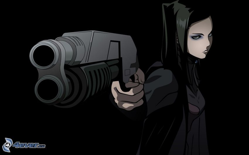 flicka med vapen, anime flicka