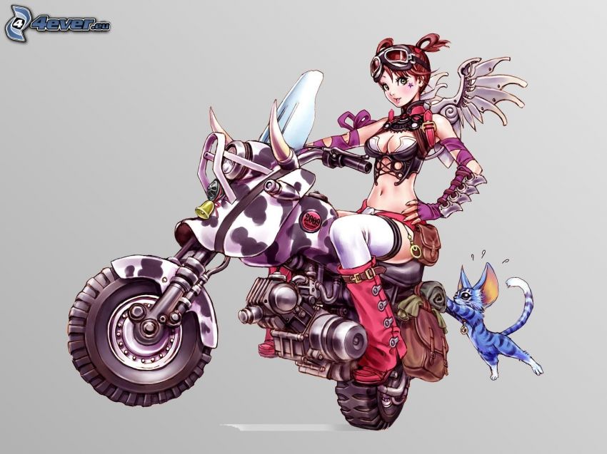 Shunya Yamashita, motorcykel, anime flicka