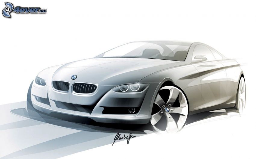 BMW, koncept, tecknad bil