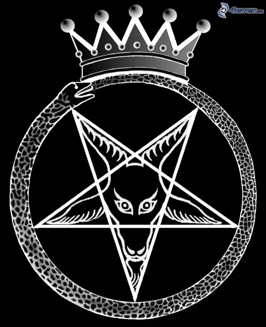 pentagram med stenbock, krona, demon