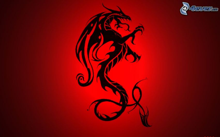 svart drake, röd