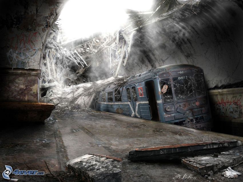 förstörd tunnelbana