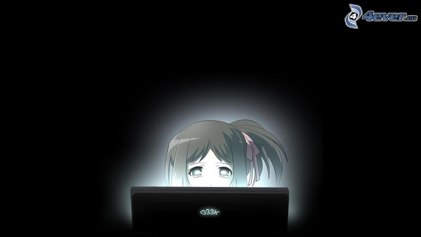 flicka vid dator