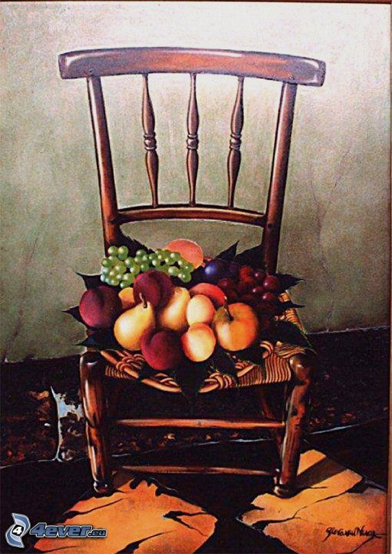 frukt på stol
