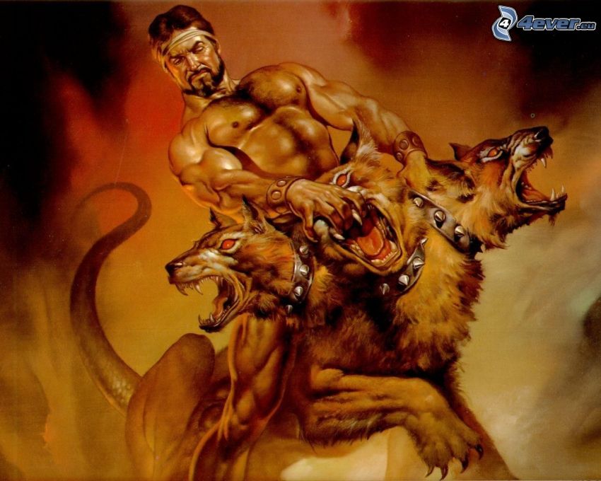 Hercules, trehövdad hund, helvete