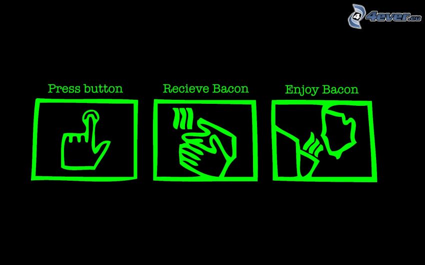 ikoner, instruktioner, bacon