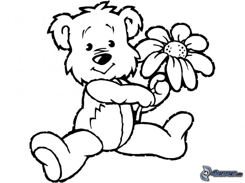 nallebjörn med blommor
