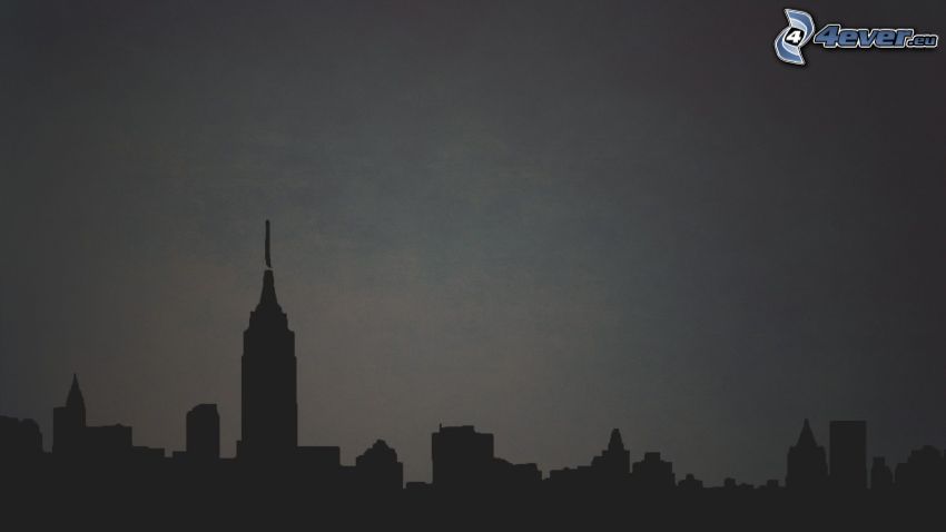 silhuett av stad, New York, Empire State Building