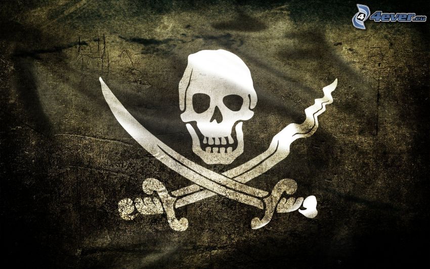 skelett, svärd, pirater, flagga