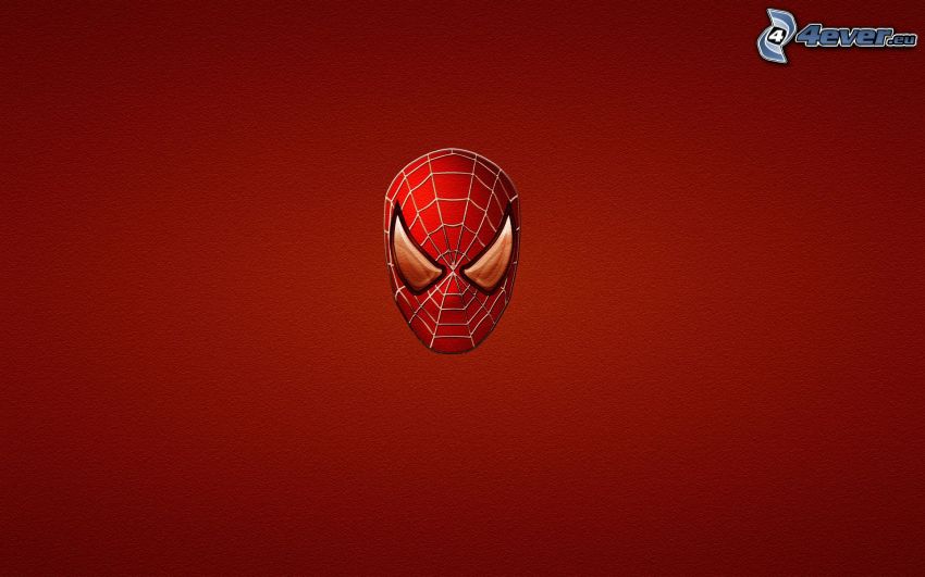 Spiderman, mask, röd bakgrund