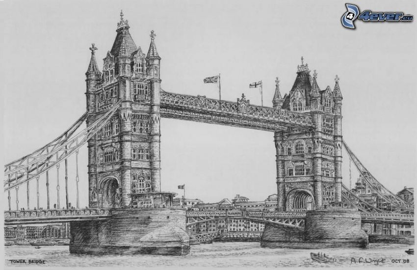 Tower Bridge, tecknad bro