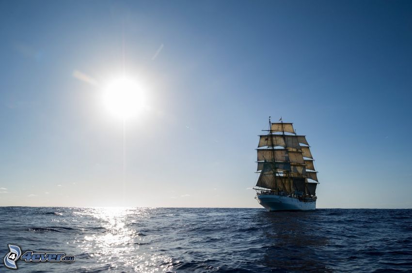 Sørlandet, segelbåt, öppet hav, sol