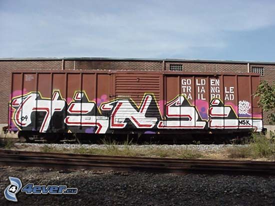 graffiti på vagn, järnväg