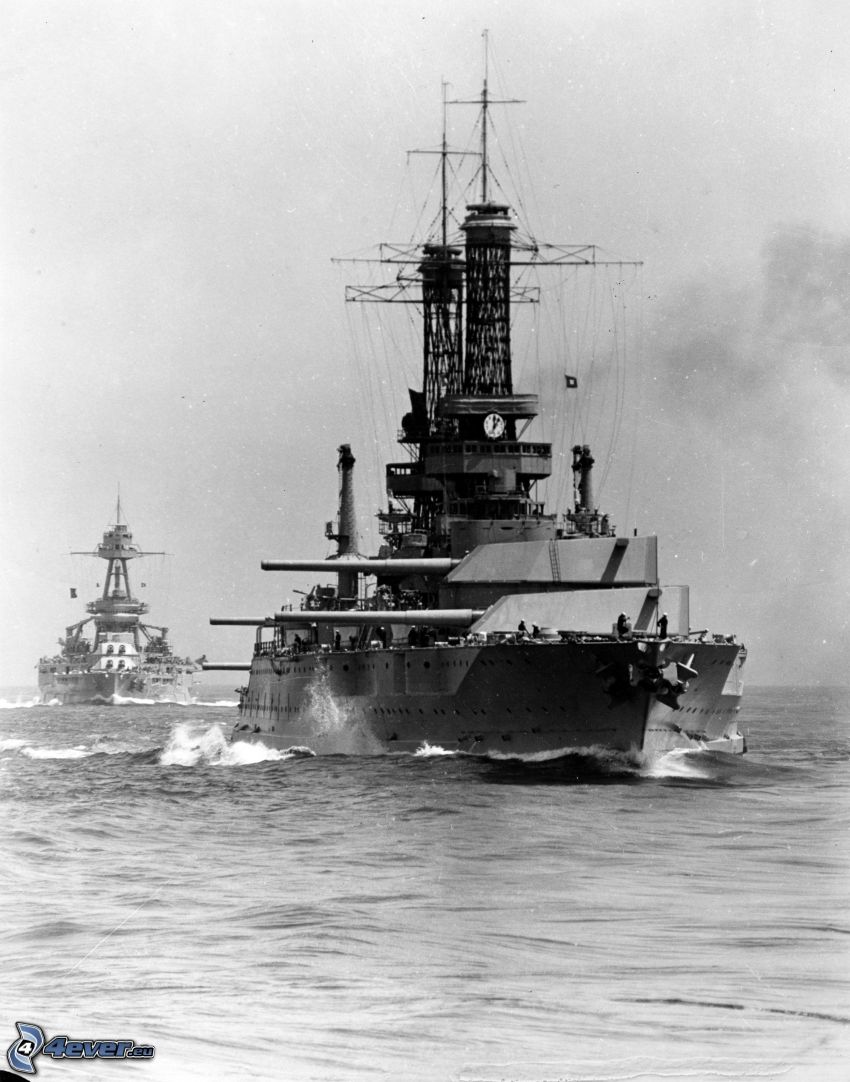 USS Idaho, svartvitt foto