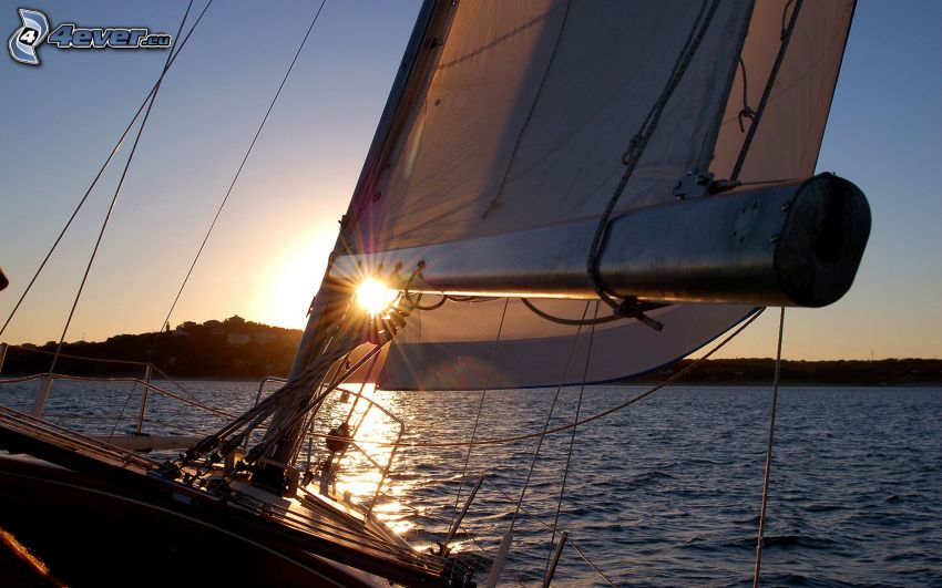 yacht, båt, solnedgång