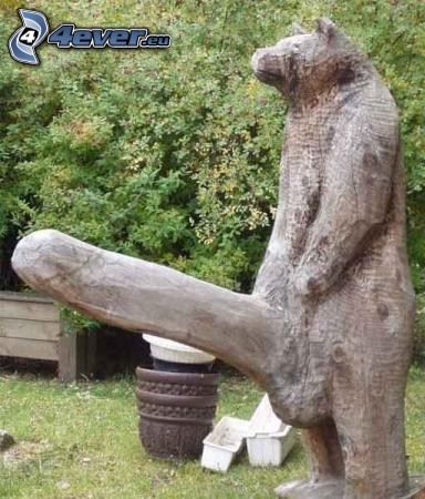 björn, penis, staty