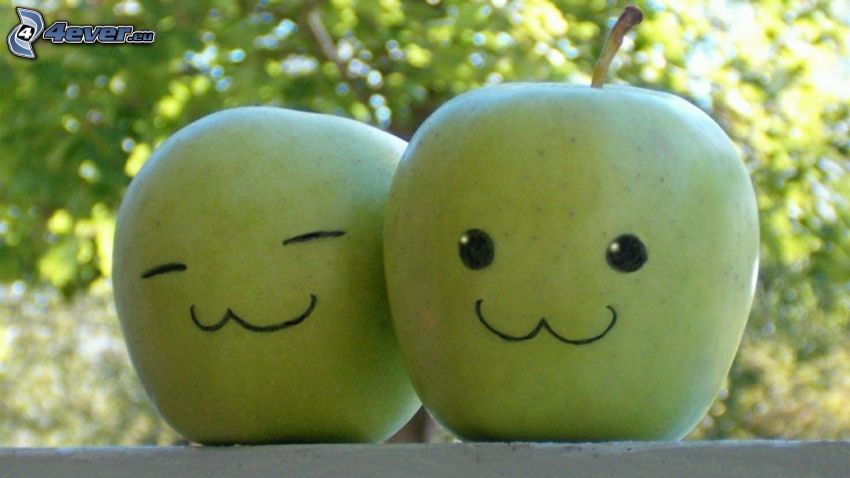 gröna äpplen, smileys
