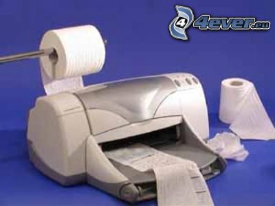 skrivare, toalettpapper