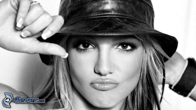  Imágenes y fotos en blanco y negro.  Britney-spears,-sombrero,-foto-en-blanco-y-negro-209333