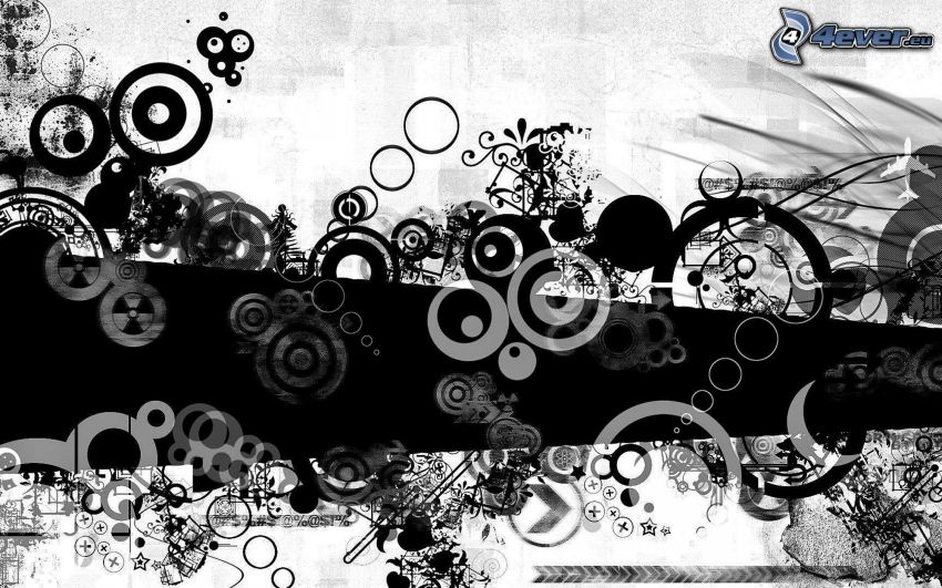círculos abstractos, blanco y negro
