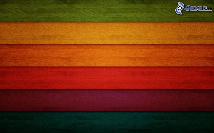 tiras de colores, pared de madera