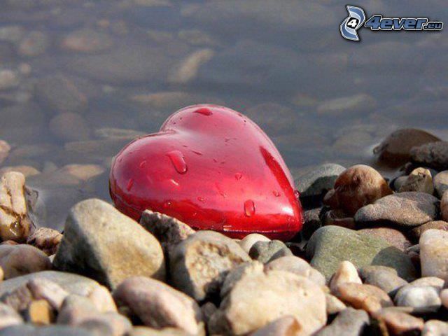 corazón, piedras, agua