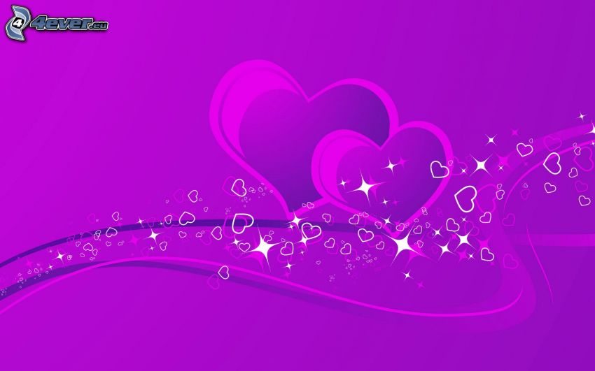 corazones púrpuras, líneas de color púrpura, fondo morado
