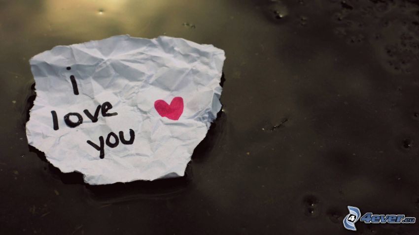 I love you, corazón, papel, mensaje