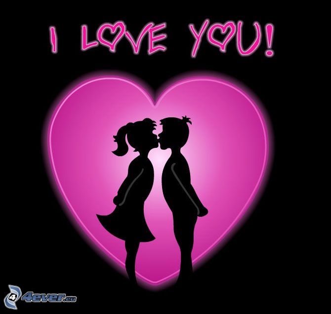 I love you, dibujos animados de pareja, corazón, amor