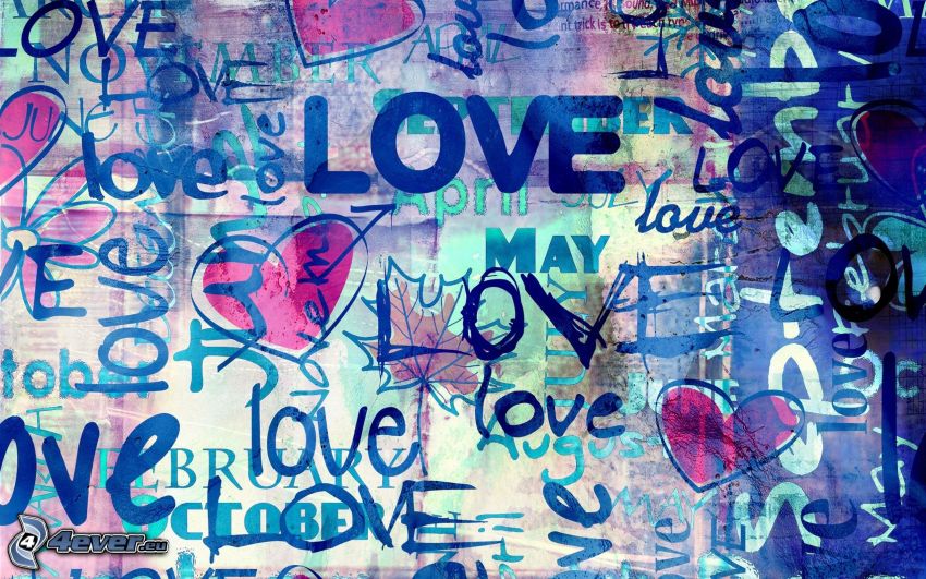 love, corazones, collage