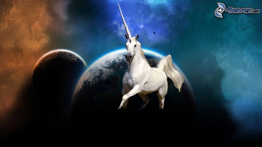 unicornio en el cielo, planetas