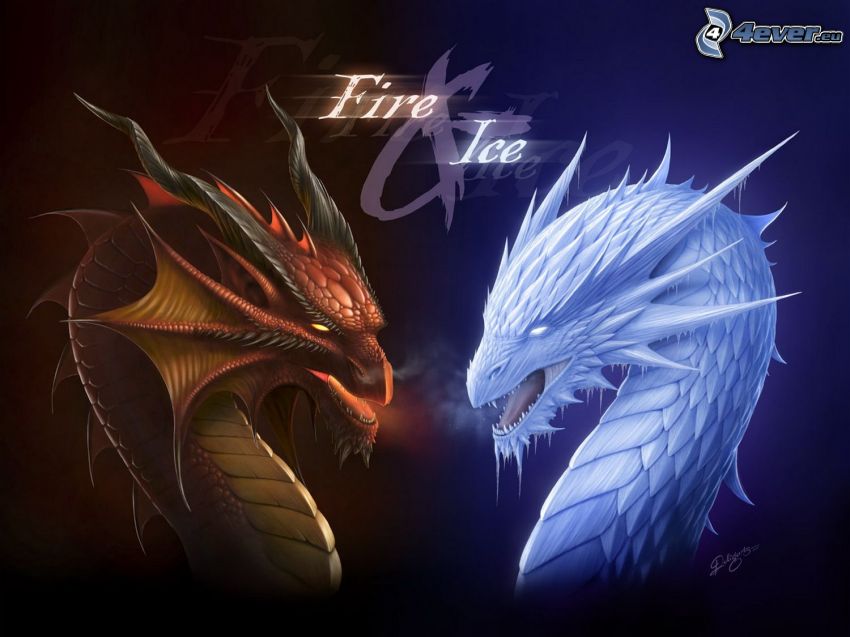 dragones, fuego, hielo, dragón de hielo